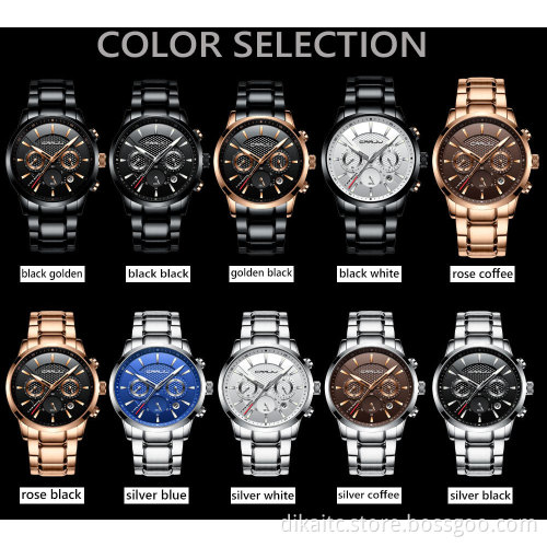 CRRJU Men Watch 30m Waterproof Watch Top Brand Luxury Steel Watch Chronograph Male Clock Saat relojes hombre 2212